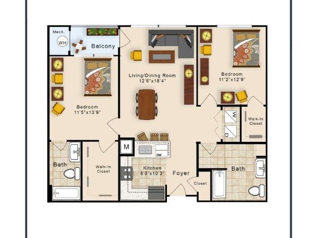 2-bed-2-bath-lancaster - Riverview Landing